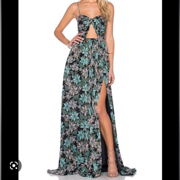 Jill Stuart Silk Floral Maxi Cut-Out - Picture 1 of 11